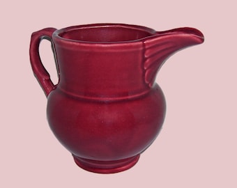 Vintage Maroon Pottery Pitcher Jug Art Deco Unmarked Approx 5" Tall