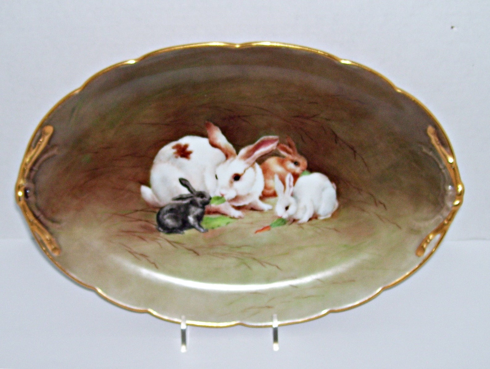 Limoges Rabbits Bunnies Platter Tray Shallow Dish Hand Painted JPL ...