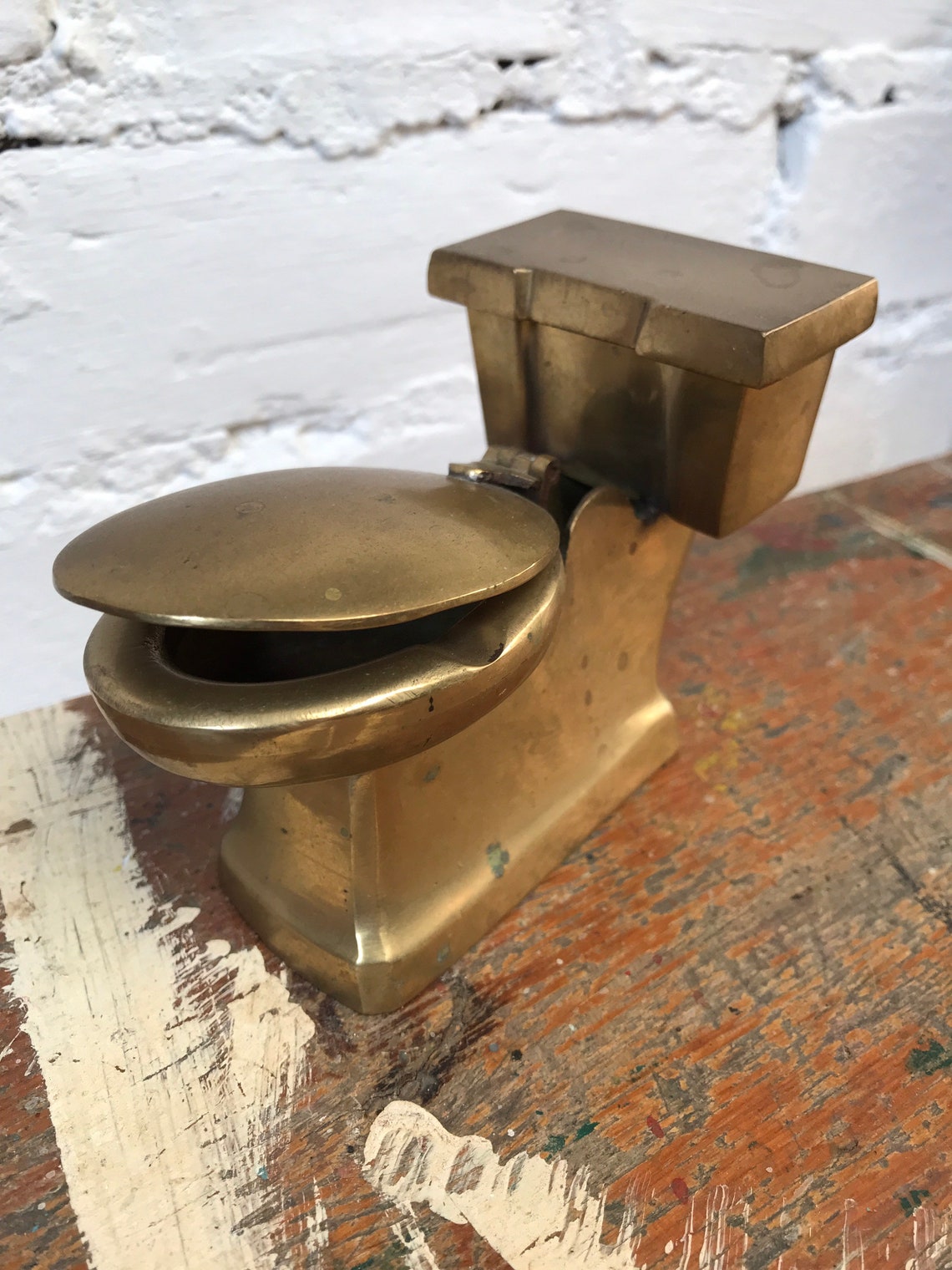 Vintage Brass Novelty Toilet Ashtray Etsy
