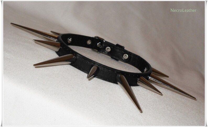 Goth Collar 2 Inch Spiked Collar Faux Leather Spiked Punk