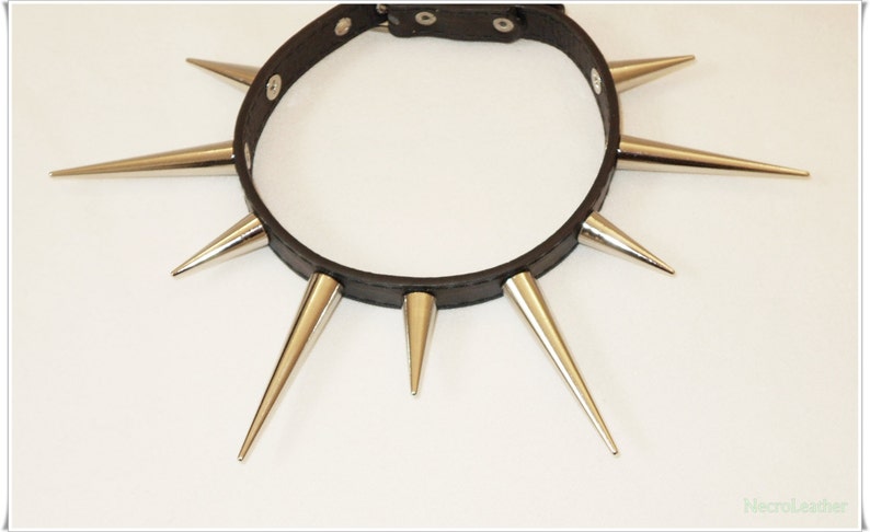 Goth Collar 2 Inch Spiked Collar Faux Leather Spiked Punk