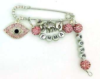 Stroller pin, Evil eye pin, personalized baby pin, evil eye baby, evil eye safety pin, baby pin, baby shower gift, unique baby gift
