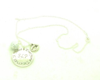 Speech language pathologist necklace, SLP necklace, SLP gift, speech therapist necklace, speech therapist gift, Slp, graduation necklace