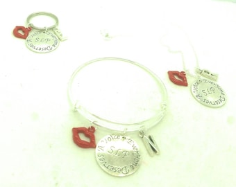 Speech language pathologist bangle bracelet keychain necklace, Slp bracelet, speech therapist gift, everyone deserves a voice bracelet