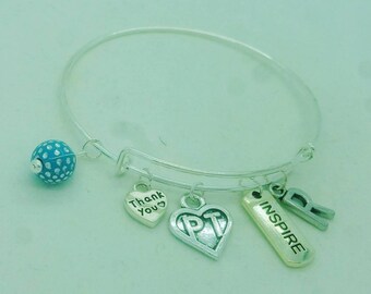 Physical Therapy bangle bracelet, PT bangle bracelet, thank you gift, appreciation gift, inspire bangle, thank you inspire bangle bracelet