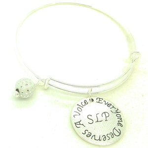 SLP bangle, speech therapist bangle, speech language pathologist bangle, slp gift, speech therapist gift, thank you gift, appreciation gift