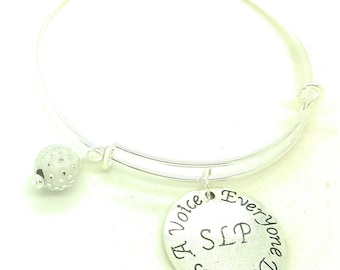 SLP bangle, speech therapist bangle, speech language pathologist bangle, slp gift, speech therapist gift, thank you gift, appreciation gift