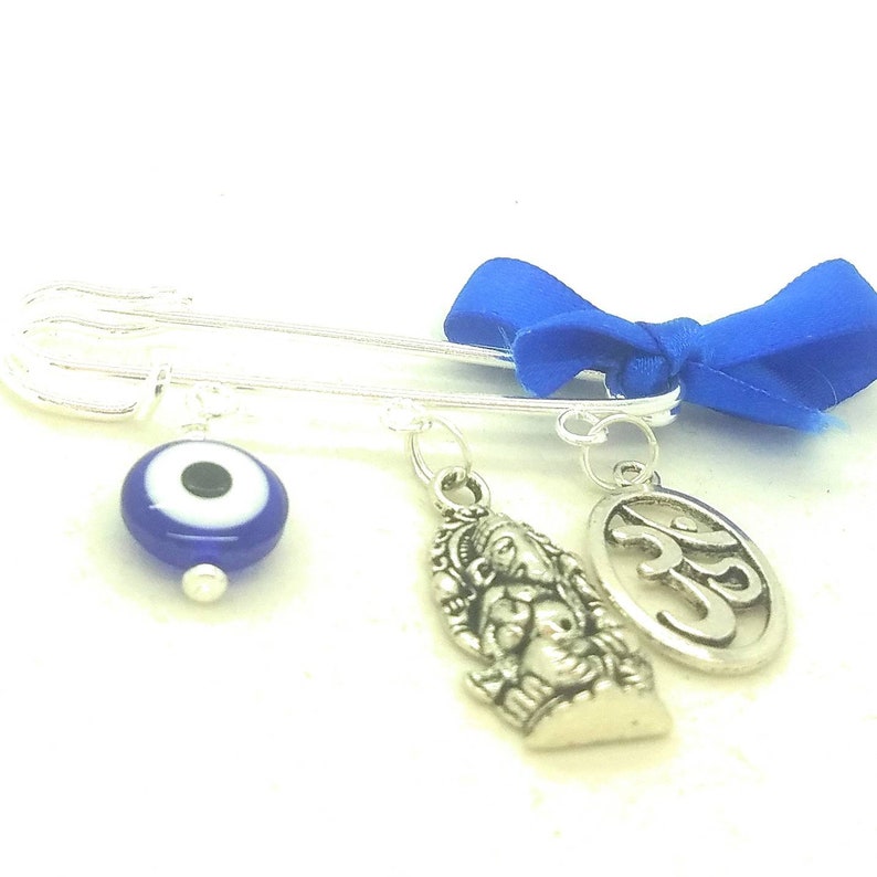 Om Ohm Safety Pin Brooch Ganesh Pin Hindu Baby Gift Etsy