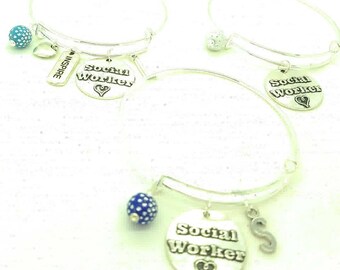 Social worker bracelet bangle, social worker intern bracelet bangle, social worker gift, Social Work intern gift, social worker jewelry
