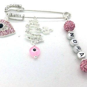 Allah stroller pin, evil eye baby pin, allah charm, baby safety pin, muslim baby pin, baby shower gift, personalized gift, unique gift