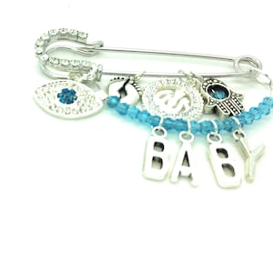 Allah stroller pin, Allah Evil eye pin, Stroller pin, hamsa pin, baby shower gift, baby pin, evil eye safety pin, baby brooch, diaper pin
