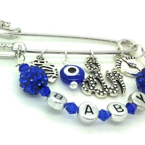 Allah evil eye pin, Mashallah pin, stroller pin, islamic baby gift, muslim baby gift, Allah name pin, baby pin, blue stroller pin, mom to be