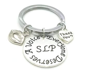 Slp keychain, speech therapist keychain, slp gift, speech therapist gift, appreciation end of term gift, everyone deserves a voice keychain