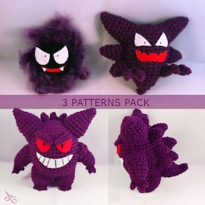 PDF CROCHET PATTERN Ghost type Gengar, Haunter and Gastly Inspired Amigurumi