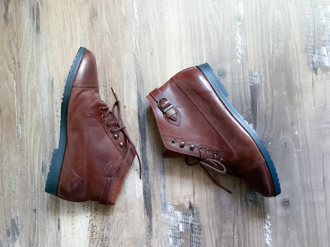 faux leather lace up booties