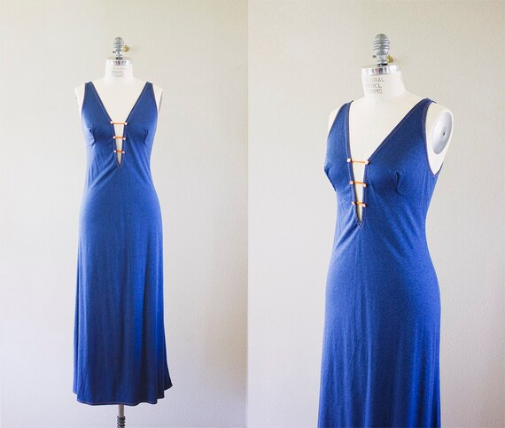 1960s lingerie / vintage 60s nightgown / blue nig… - image 1