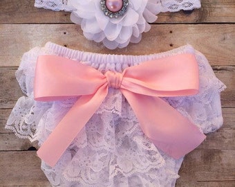 Baby Bloomers and Headband- Newborn- Toddler- Cake Smash-Birthday-Girl- Flowers