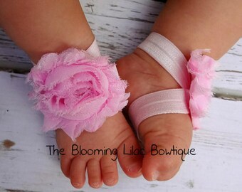 Light Pink Baby Barefoot Sandals - Newborn Baby Barefoot Sandals - Newborn Clothing- Photography Prop Toddler Sandals-Easter Sandals