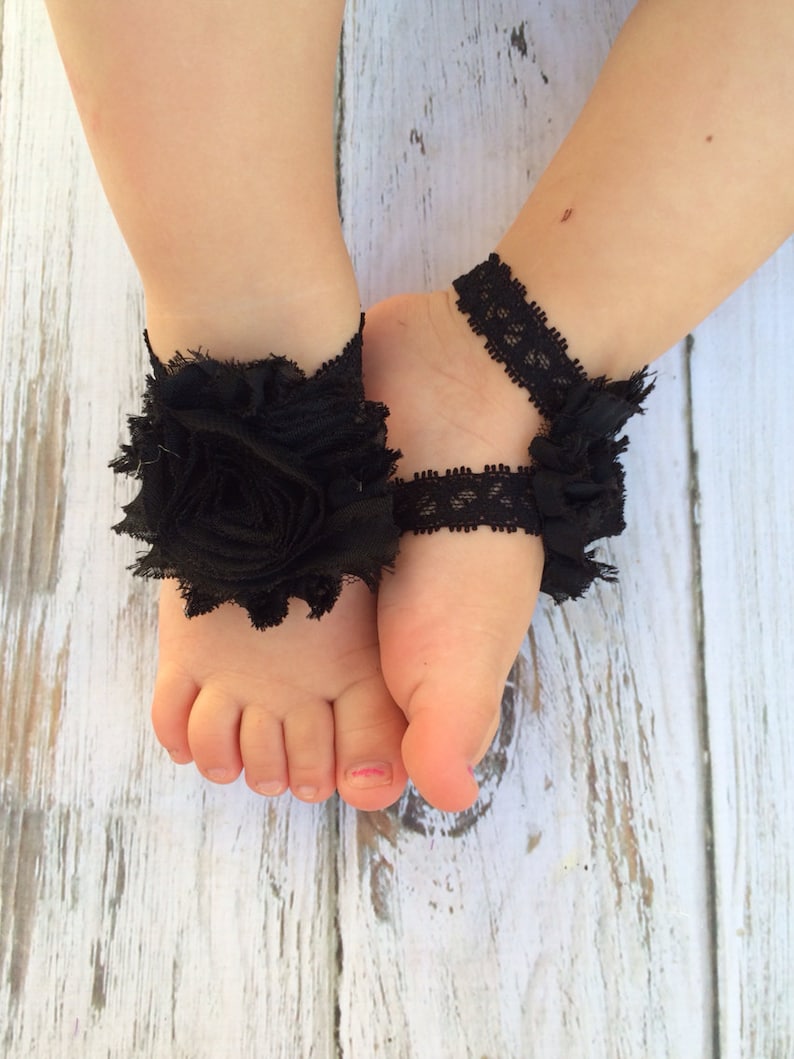 BLACK Lace Baby Barefoot Sandals Newborn Sandals Baby Etsy
