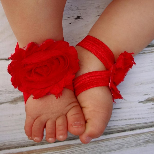 Red Baby Barefoot Sandals - Newborn Baby Barefoot Sandals - Newborn Clothing  - Baby Clothing Photography Prop Toddler Sandals