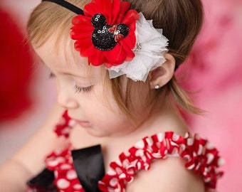 Disney inspired Minnie Mouse Headband-Newborn- Toddler- Birthday- Cake Smash- Baby Girl