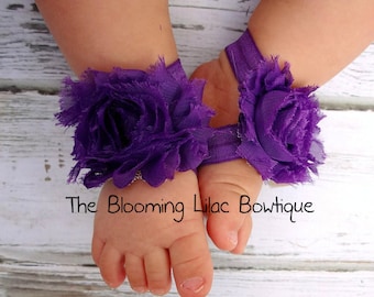 Purple Baby Barefoot Sandals - Newborn Baby Barefoot Sandals - Newborn Clothing  - Baby Clothing Photography Prop