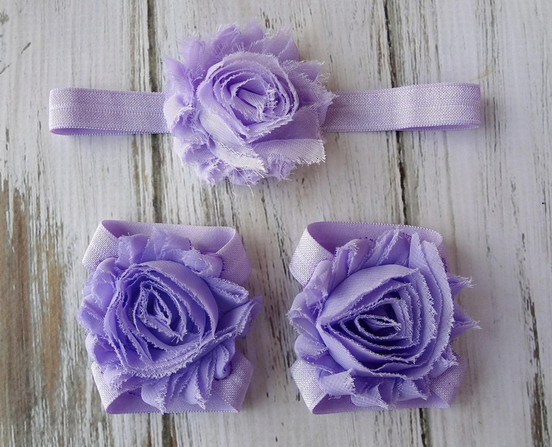 Lavender Baby Barefoot Sandal and Headband Set Toddler - Etsy