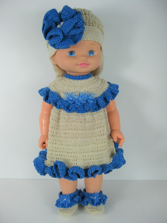 Hand crocheted Mattel Kelly Doll Clothes bright blue