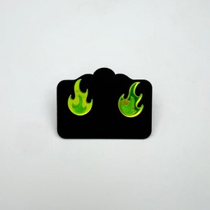 Flame stud Mirror neon green