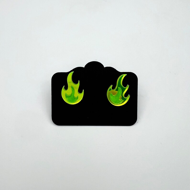 Flame stud Mirror neon green