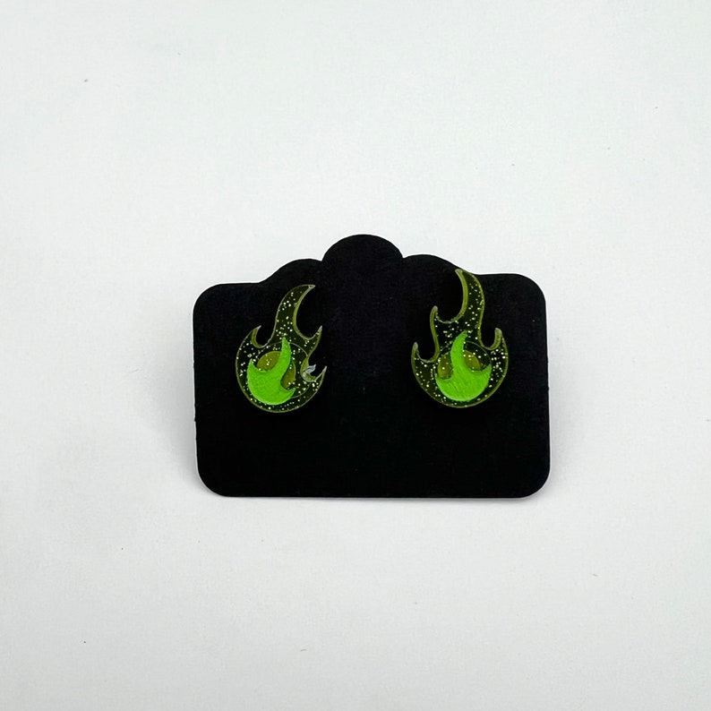 Flame stud Lime glitter