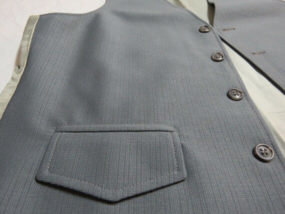 Sz S Silver Gray Solid VINTAGE Polyester #606 MEN… - image 5