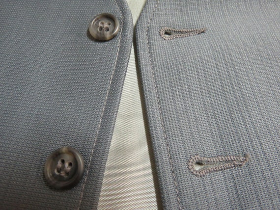 Sz S Silver Gray Solid VINTAGE Polyester #606 MEN… - image 4
