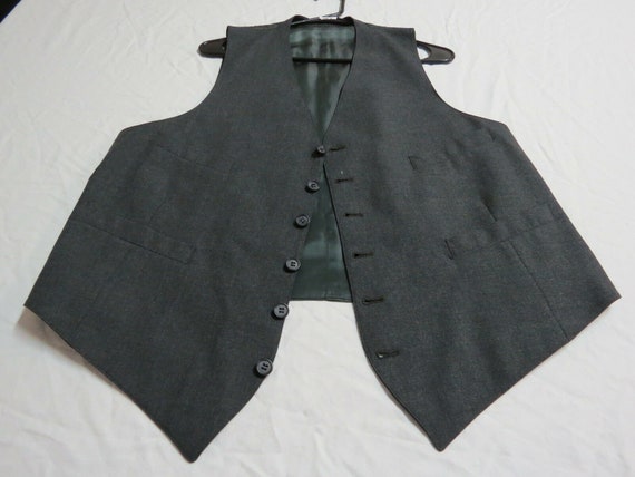 Sz L Charcoal Gray Solid VINTAGE MENS Polyester #… - image 2