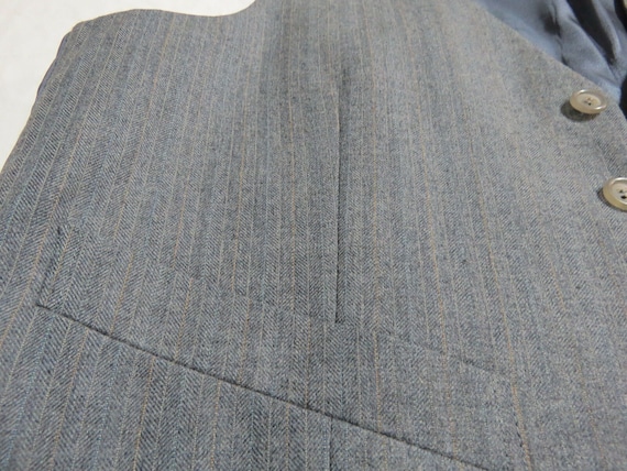 Sz M Light Blue Pinstriped VTG Polyester #64G MEN… - image 5