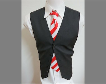 Sz L Charcoal Gray 100% Wool Solid #286 Mens Suit Vest