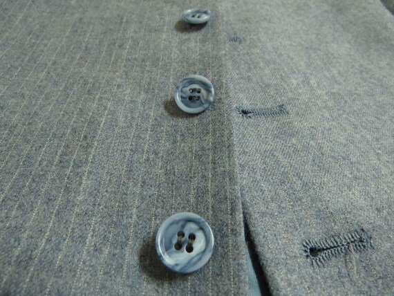 Sz M Blue/Tan Brown Pinstripe Vintage MENS Wool #… - image 5