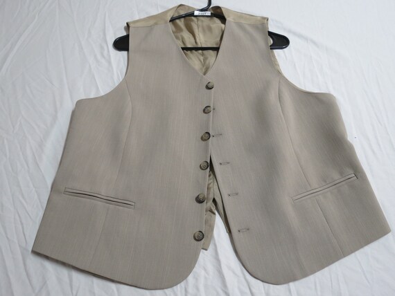 Sz L Tan Brown VINTAGE Mens Wool #239T Suit Vest … - image 2