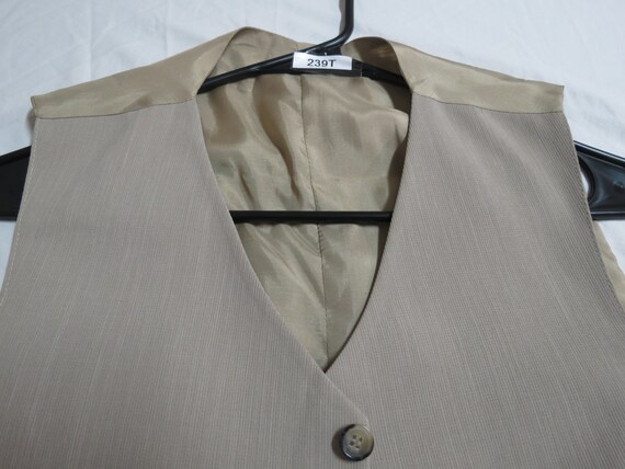 Sz L Tan Brown VINTAGE Mens Wool #239T Suit Vest … - image 6