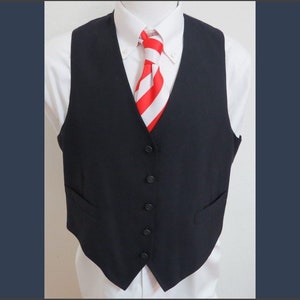 Sz L Navy Blue Solid Vintage MENS Polyester #A43 Suit Vest