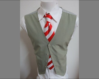 Sz XL Light Olive Green Solid Polyester #260 MENS Indie Suit Vest Waistcoat