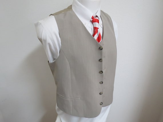 Sz L Tan Brown VINTAGE Mens Wool #239T Suit Vest … - image 4