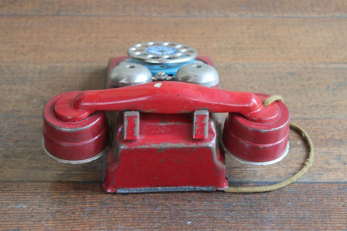 Vintage Red Toy Phone voice Phone the Gong Bell Mfg. Co., East Hampton