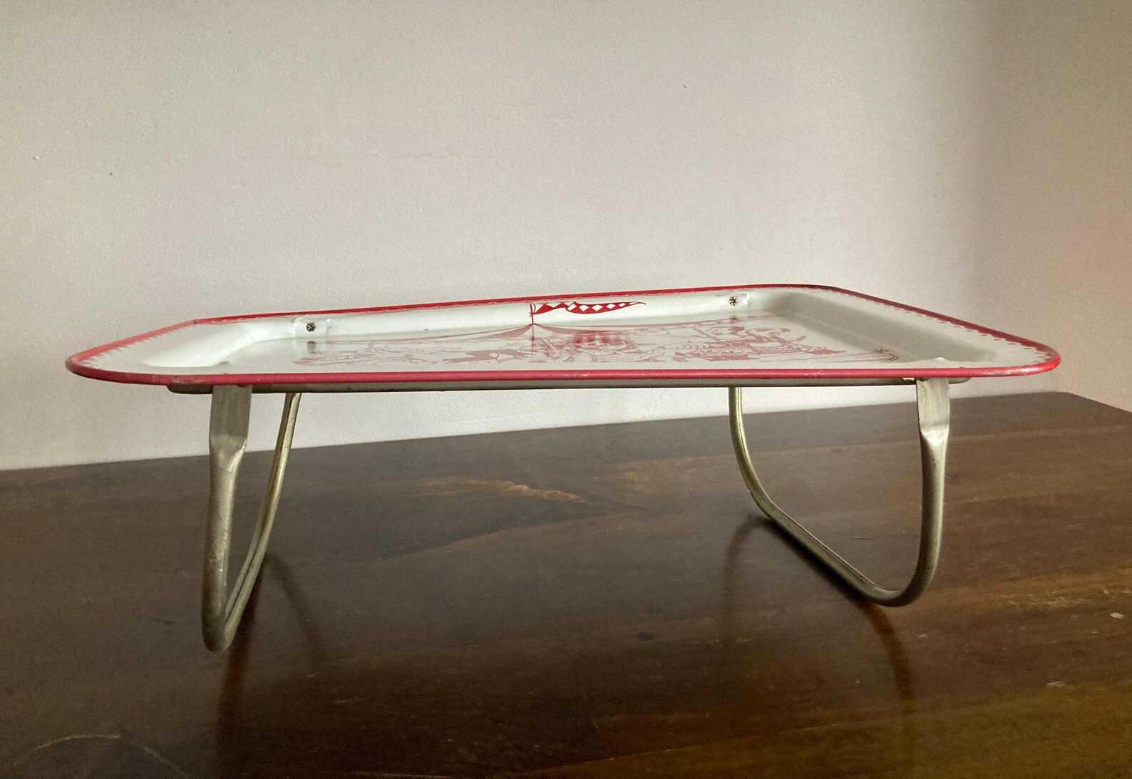 Vintage Metal TV Tray Lavada Merrygoround Tray red Etsy