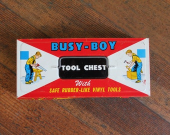 Vintage Busy-Boy Tool Chest - With Safe Rubber-Like Vinyl Tools