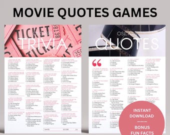 Gry i quizy o Oscarach z cytatami filmowymi (natychmiastowe pobranie pliku PDF)