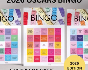 Gra w bingo na Oscary 2026 | Impreza z okazji Oscarów (natychmiastowe pobranie pliku PDF)