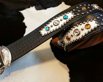 No.300 Handmade Vintage Reproduction Studded Jeweled Cowboy Western Belt