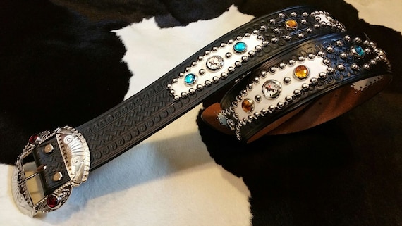 No.300 Handmade Vintage Reproduction Studded Jeweled Cowboy Western Belt - Etsy No.300 Handmade Vintage Reproduction Studded Jeweled Cowboy Western Belt - Etsy