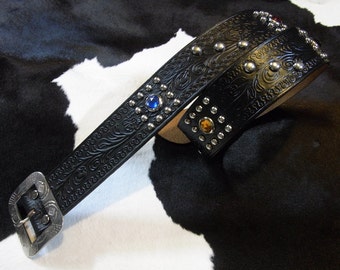 No.200　Handmade Vintage Reproduction Studded Jeweled Cowboy Western Belt